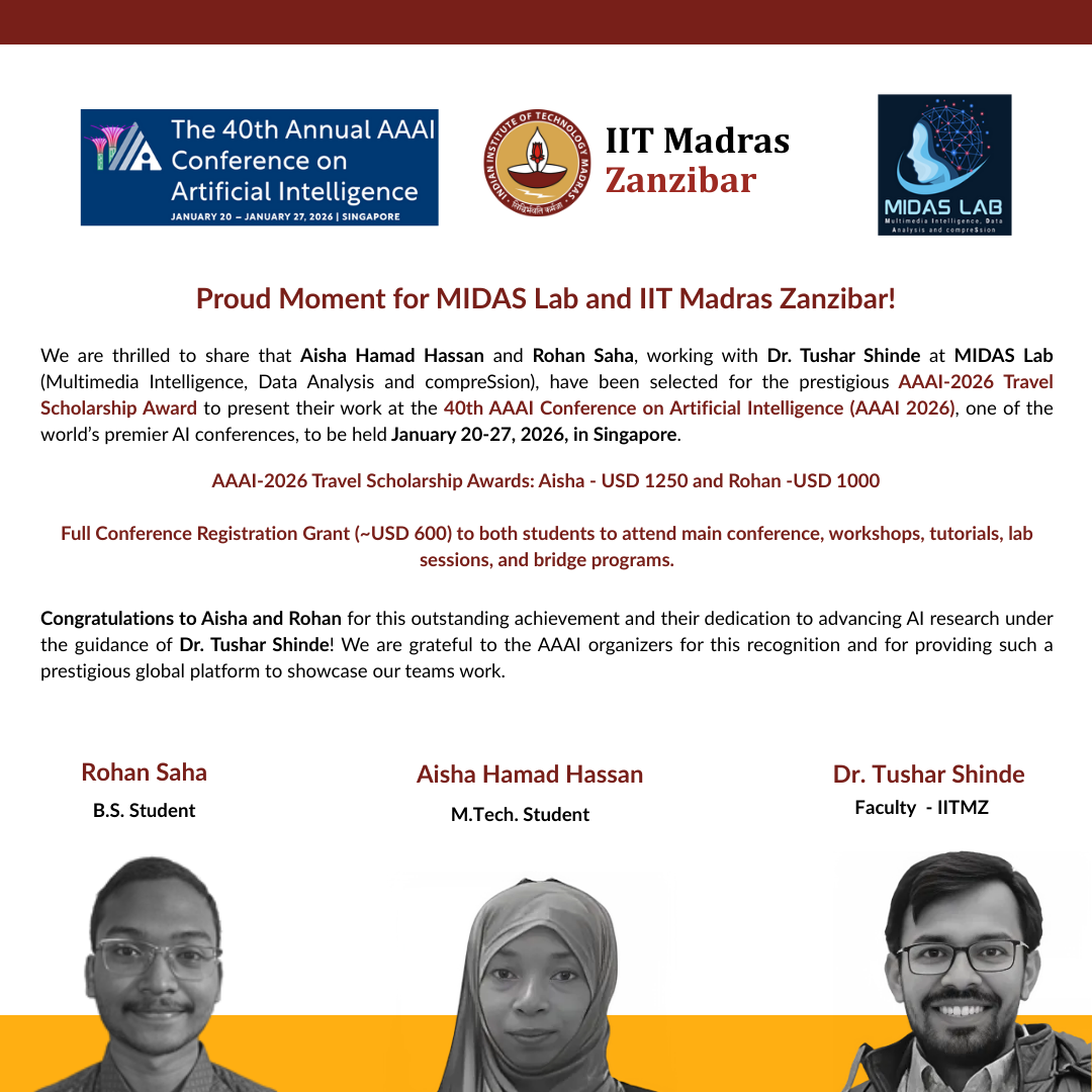 Award poster for Aisha Hamad Hassan (M.Tech student)